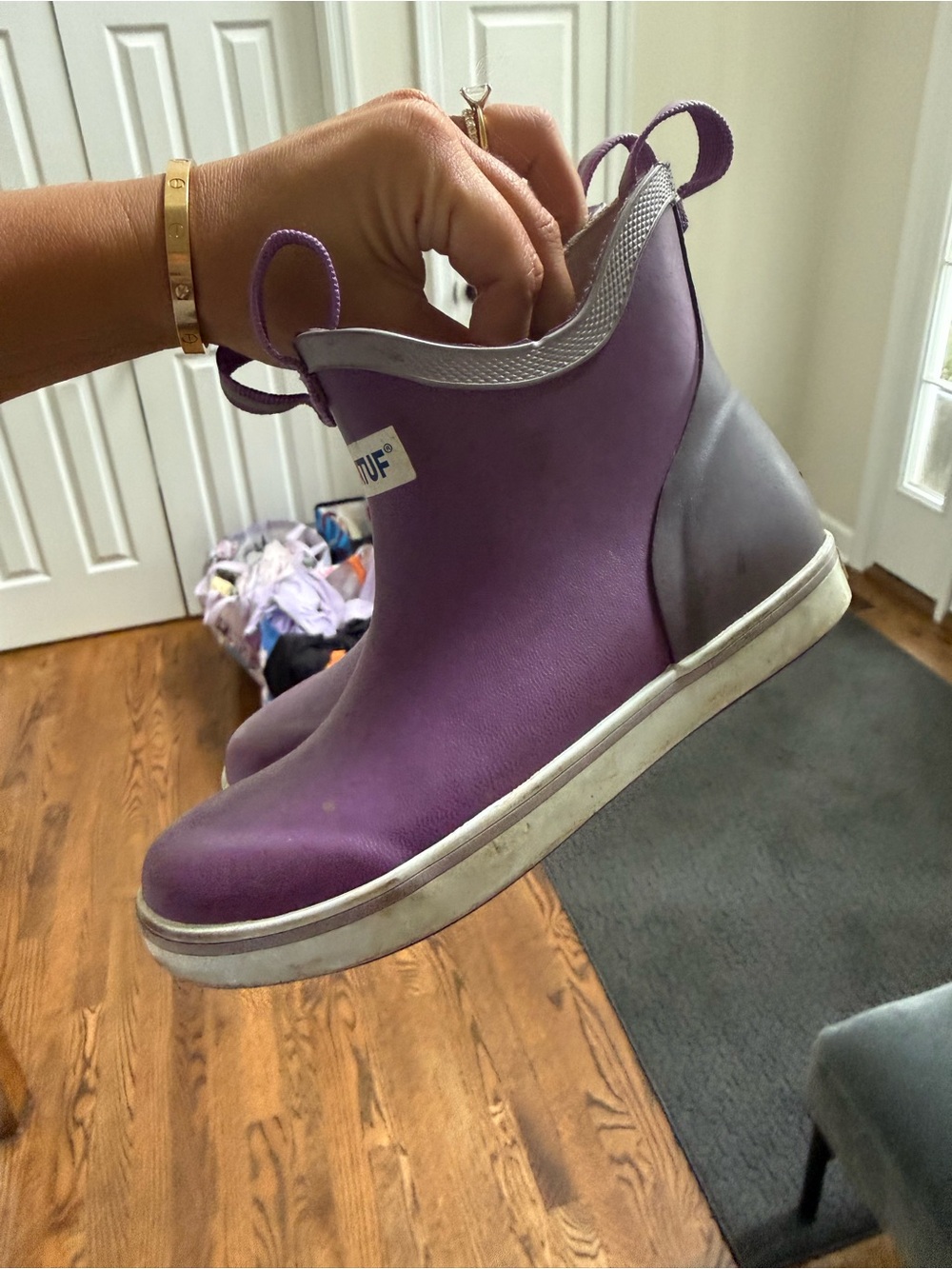 Kids XTRATUF Size 13 Girls Purple Slip-On Rain Boots - Picture 3 of 4